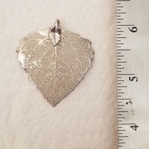 Vintage silver dipped Aspen leaf pendant